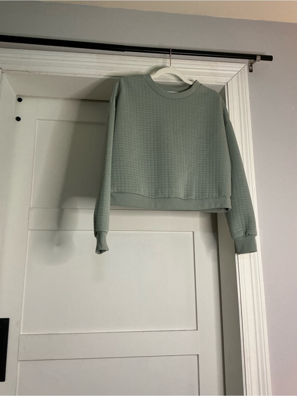 Paper Crane Light Sage Quilted Crewneck Sweater
